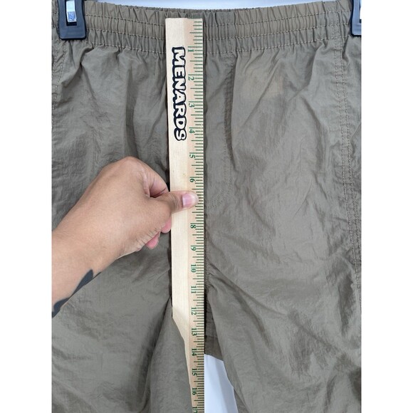 VTG 90s Nike Center Swoosh Spell Out Thigh Logo Nylon Khaki Cargo Pocket Shorts - Picture 9 of 12